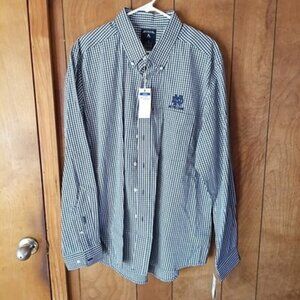 Antigua Notre Dame Button Down Shirt Men’s XL Navy Check NWT $60 Retail